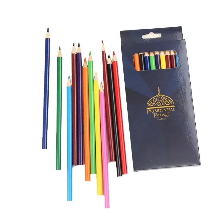 OEM 12 색 나무 연필 사용자 정의 디자인 12 가지 종이 판지 포장 컬러 연필 사용자 정의