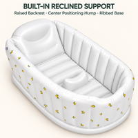 Baignoire gonflable pour bébé avec parois à chambre d'air nervurées en PVC de 0,30 mm, support de bain surélevé et sortie de vidange pour impression personnalisée