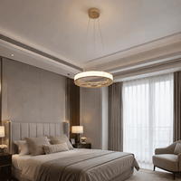 Collection de lustres LED modernes de luxe avec diffuseur en cristal et bande intérieure en cristal, dimmable, garantie de 2 ans