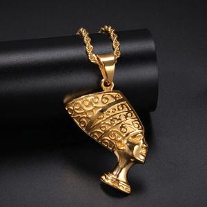 Collier avec pendentif de la tête de bijoux pour femmes, chaîne en métal précieux, style antique, la reine égyptienne, le pharao, le Hip-hop, accessoire de mode - Product Image 4