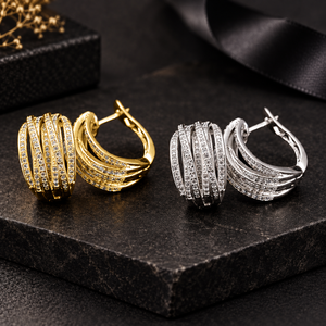 Orecchini a Cerchio Geometrici a Strati Incrociati per Donne, Design Multistrato per Uso Quotidiano, Accessori per Orecchie - Product Image 3