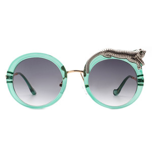 Yellowze - Occhiali da sole rotondi oversize da donna con design leopardato - Product Image 6