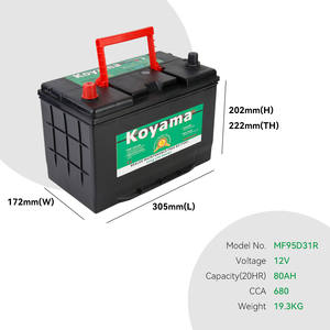 12V <span class=keywords><strong>80Ah</strong></span> Batería de plomo ácido OEM MF95D31R Batería de coche sellada sin mantenimiento para arranque del motor - Product Image 4