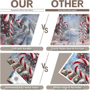 Decorazione di capodanno per albero di natale paesaggio invernale di neve sfondo personalizzabile di fotografia di caramelle di buon natale - Product Image 3