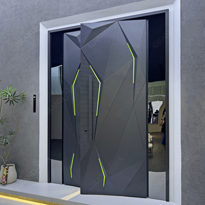 Puertas de Vidrio de Aluminio Fundido Residenciales Modernas, Puerta Frontal de Aluminio Fundido Facetado en 3D Personalizada para la <span class=keywords><strong>Entrada</strong></span> de Residencias de Alta Gama - Product Image 2