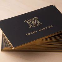 Cartes de visite professionnelles de luxe personnalisées en feuille d'or, gaufrage de haute qualité et gaufrage de points UV pour un usage professionnel