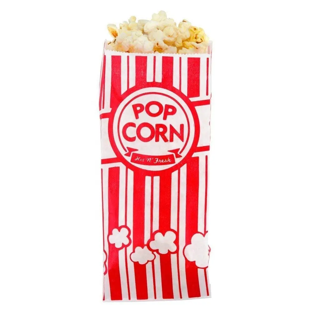 Logo Kustom Cetak Food Grade Biodegradable Microwave Film Popcorn Camilan Kentang Goreng Kraft Kemasan Tas Kertas