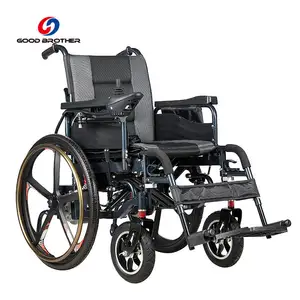 Kursi roda listrik lipat ringan kustom, kursi roda listrik tahan baterai panjang