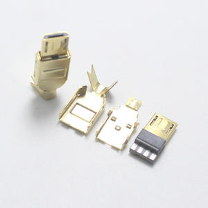Connecteur jack 5P USB, plaqué <span class=keywords><strong>Nickel</strong></span>/or, Micro USB 5 broches, Type soudage, pièces métalliques 3 en 1 - Product Image 3