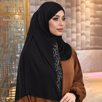 Foulard Islamique Turban Tube Double Boucle Musulman Headwrap Premium Coton Jersey Instant Hijab Avec Strass