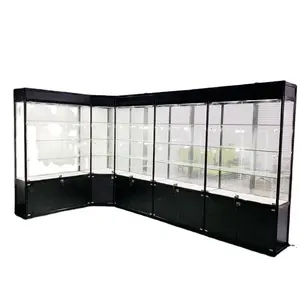 Frameless Smoke Shop Glass Display Corner Showcase Unique Cabinet Stand