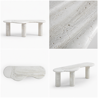Table basse de salon moderne et minimaliste, luxueuse, en pierre de travertin naturelle, forme libre, 3 pieds cylindriques, mobilier de maison