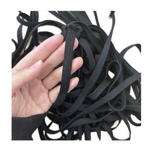 Wholesale Garment Pants 10mm Wide <b>Black</b> Drawstring Dipping Silicone Ends Polyester Flat Drawcord With Silicone Tips Print Logo - Product Image 2