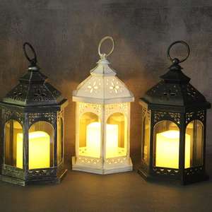 Lanterne de jardin <span class=keywords><strong>LED</strong></span> sans flamme à piles, style bougie, pour Ramadan, étanche IP67, 3 piles AAA incluses, pour extérieur, fête musulmane, en ABS - Product Image 2