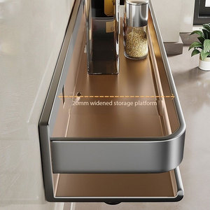 Wg פחמן פלדה ללא קידוח קיר-רכוב עמיד למים רב-תכליתיים מתלה תבלינים מטבח ללא קיפול - Product Image 3