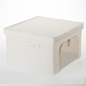 SHIMOYAMA Kotak Kubus Penyimpanan Kain, dengan Tutup Tempat Penyimpanan Dapat Dilipat dengan Jendela