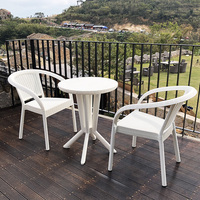 3 pièces Garden Patio Cafe Bistro Tables et chaises en rotin PP Outdoor