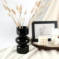 अमेज़न शीर्ष विक्रेता नॉर्डिक ग्लास फूलदान Minimalist घर सजावट काले कांच फूल Vases ग्लास और क्रिस्टल Vases के लिए फूल