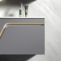 Vasque de salle de bain futuriste en aluminium Cyber-Luxe |   Plateau en pierre frittée |   Meuble d'appoint unique avec 7 LED |   Ensemble de miroirs intelligents intégrant des technologies de pointe