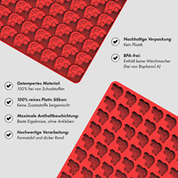 Weihnachtliche Silikon-Backform mit 77 Vertiefungen in Roter Autoform, DIY Karamell-Gummibärchen-Form, Antihaftbeschichtete 3D-Party-Dessertpfanne zum Backen