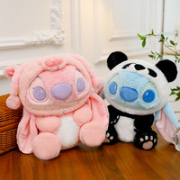 Peluche Alien Bleu Rose Adorable en Forme de Panda, Monstre de Dessin Animé Doux, Poupée en Peluche Mascotte, Fournisseur en Gros