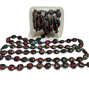 Chaîne de pierres précieuses en quartz Fordite, forme libre, briolette, 10 à 15 mm, connecteur à sertir, vendue au mètre, excellente qualité - Product Image 1