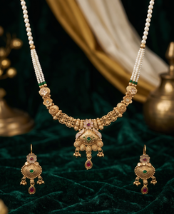 DIVYORO Conjunto de collar de filigrana de loto etéreo de lujo, joyería tradicional de latón y cobre chapada en oro para ceremonia nupcial de mujeres - Product Image 2