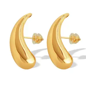 FANJIN perhiasan EH174 baru kepribadian sederhana baja nirkarat modis emas berlapis anting menjuntai kecil perhiasan