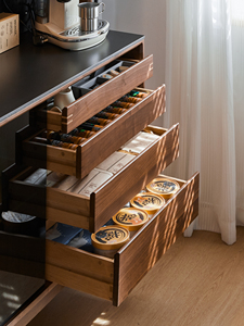 Xuxie sang trọng hiện đại màu đen óc chó ý Thiết kế hẹp rắn gỗ tự chọn <span class=keywords><strong>sideboard</strong></span> cho phòng ăn phòng khách nhà bếp & khách sạn - Product Image 5