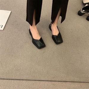Women's Square Solid Color Sandals Summer New Model Fashionable French Korean Ultra-Feminine Flat Roman <b>Shoes</b> Waterproof - Product Image 3