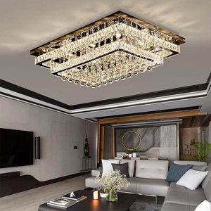 Moderno lujo dormitorio sala de estar Rectangular regulable K9 bola de cristal candelabro luz de techo con control remoto - Product Image 6
