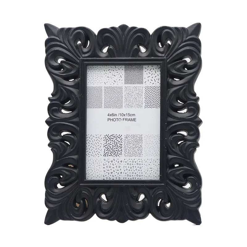 Jinn Home cornice per foto dipinta in nero 4 x6in cornice per foto in legno con motivo intagliato cornice per foto in legno