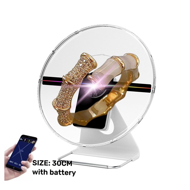 360 Tuning Image Two Blades 30cm Hologram Fan 3d Portable Naked Eye Stereo Table Led Fan Hologram Projector 3d Holographic