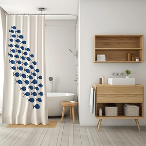 Navy Blue School of Fish Shower <strong>Curtain</strong> Polyester Waterproof <strong>Nautical</strong> Ocean Themed Bathroom <strong>Curtain</strong> - Product Image 3