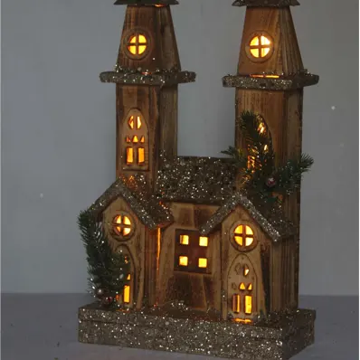 卓上装飾木製照明付き家クリスマス人形の家の村休日の装飾のためのLEDライト付き