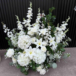 EG-ALR-WG04 Forest 3D White Green <strong>Artificial</strong> Wedding Flower Arrangement <strong>Hydrangea</strong> Rose Centerpiece for Party Event Father's Day - Product Image 2