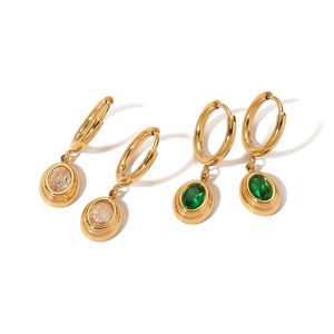 स्टेनलेस स्टील 18k सोने के pvd Plated मल्टीकोलर अंडाकार सीज़ जिरकॉन पेण्डल महिलाओं के लिए - Product Image 1