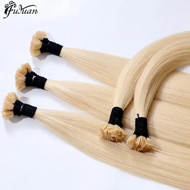 Factory Double Drawn Cuticle Aligned Virgin Russian Remy Hair Italian Keratin Prebonded Flat Tip Human Hair Extension