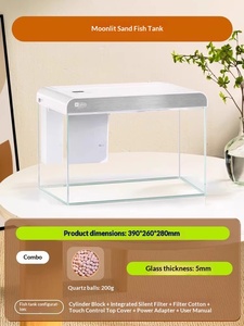 Aquarium rectangulaire intelligent personnalisable, écologique, en verre ultra-blanc, petit aquarium avec lumière LED et filtre pour bureau - Product Image 6