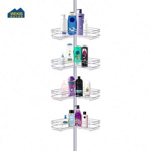 WEKIS Paniers de Douche Extensibles Multi-Compartiments en Fer Antirouille de Bonne Qualité et Élégants pour Shampoings et Savons Solides - Product Image 1