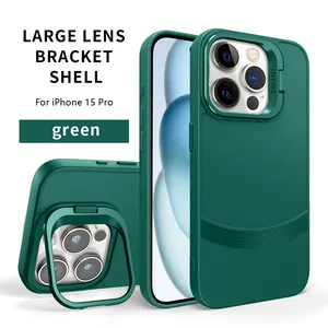 Camera Lens Holder Stand Silicone Luxury Mobile Phone Case Fashion Design Back Cover For Iphone 11 12 13 Pro 14 Plus 15 Pro Max