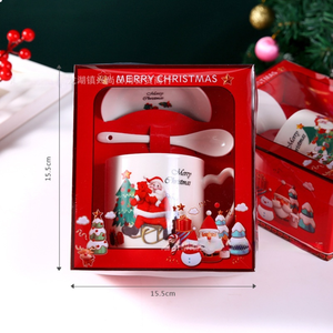 Mug en céramique avec motif de personnage de dessin animé pour cadeau de Noël, design Père Noël, boîte cadeau pratique, ensemble de mugs en céramique mignons, mugs personnalisés - Product Image 4