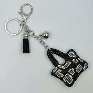 Hot Sale <b>Cute</b> Diamond Keychain Dog Shape Key Ring Hanging Bags Decoration Leopard Print Car Accessories Key Chain - Product Image 3
