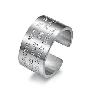 European American Trendy Retro Distressed Open <b>Titanium</b> Steel <b>Ring</b> With Inspirational English Letters Unisex Fashion Jewelry - Product Image 5