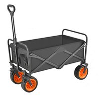 Carrito de Compras Plegable, Carrito de Picnic para Exteriores con 4 Ruedas, Barra de Arrastre, Mesa Metálica, Capacidad de Carga de 150 kg, XT TC-03