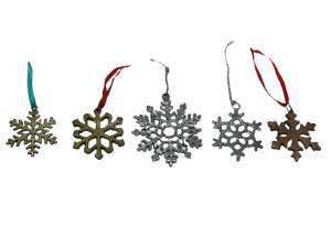 METAL <b>SMALL</b> SNOWFLAKE WRITTEN DESIGN CHRISTMAS DECORATION HANGING <b>ORNAMENT</b> BEST QUALITY - Product Image 3