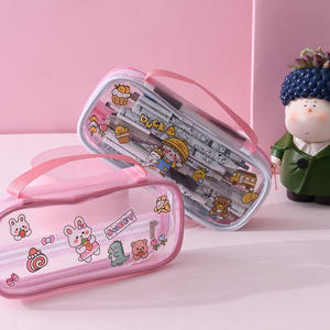 Étui à crayons portable, étanche, en PVC transparent, mignon, pour le rangement des fournitures scolaires - Product Image 3