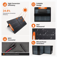 Panneau solaire pliable Glory Solar Full Black 200W 20V 11.12A, cellule BC à haute efficacité 24.8%, étanche IP67, certifié CE, pour le camping en plein air