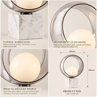 Lampe de table sculpturale en marbre, style luxe discret, avec abat-jour circulaire en verre gris fumé, éclairage G9 pour chambre, salon, entrée, décoration intérieure
