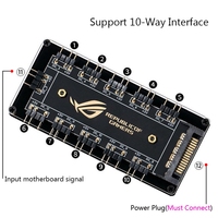 Angitu 10 puertos 5V 3Pin LED Stripe tarjeta gráfica SYNC adaptador de luz para ventilador radiador de refrigeración por agua Sata/Molex fuente de alimentación ARGB Hub